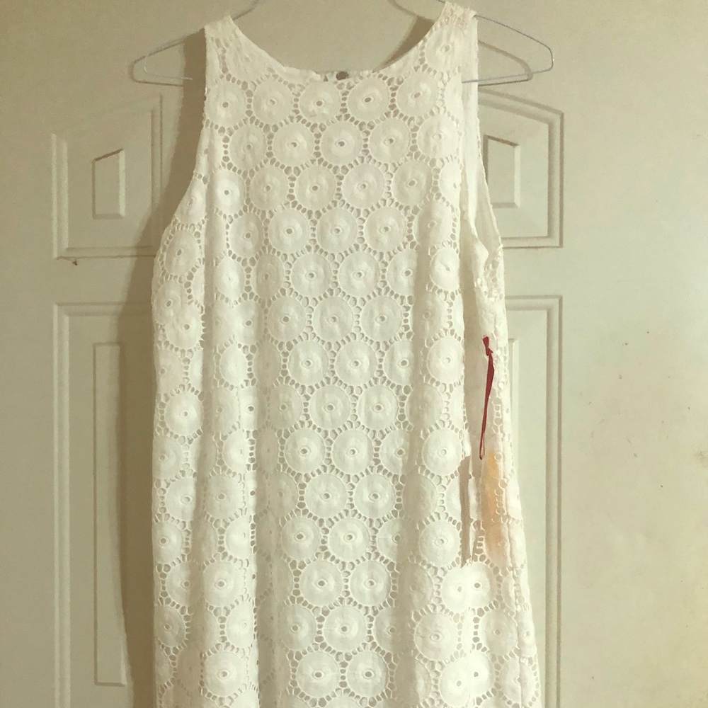 White eyelet lined dress